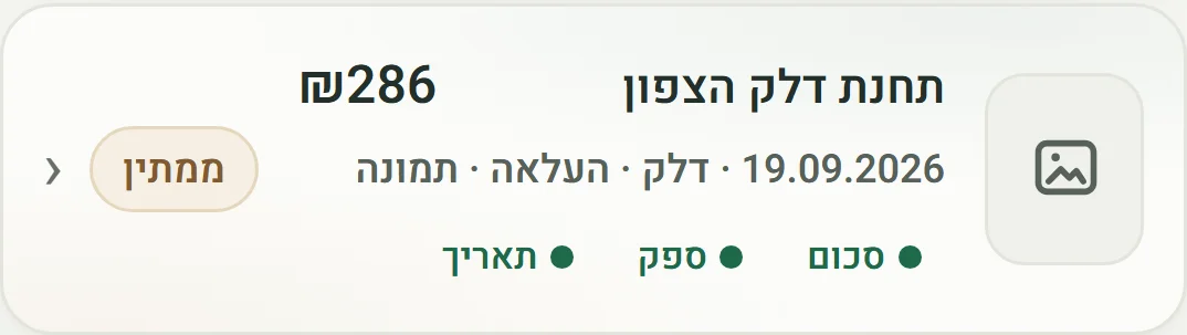 מסמך שנקלט — תחנת דלק הצפון, 286 ₪, 19.09.2026, דלק